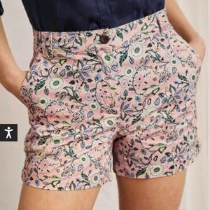 NWT Boden Size 10 Classic Chino Shorts Pink Floral 6" Inseam High Waist
